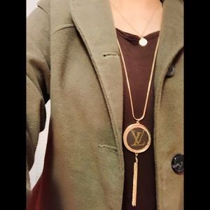 Long Necklace w/ authentic louis vuitton canvas